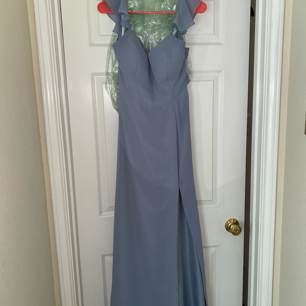 Dusty blue bridesmaid dress